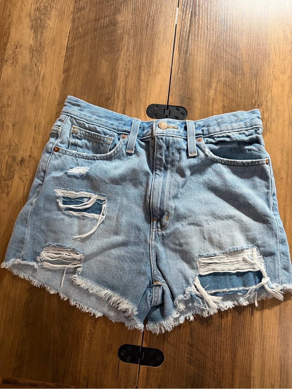 Madewell Light Blue Distressed Denim Shorts The Mom Jean Shorts